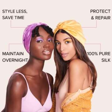 SILKE Hair Wrap - The Poppy | Silk Bonnet for Sleeping | 100% Luxurious Silk Hair Wrap for Sleeping | Silk Hair Bonnet Cap | Silk Sleep Bonnet for Women | Head Wrap - Protects & Repairs Damaged Hair