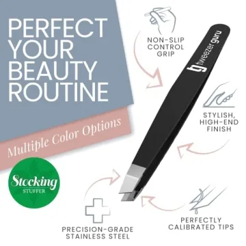 2pc Slant Pointed Precision Tweezers for Eyebrows, Ingrown Hairs, Blackheads - Sharp Needle Nose for Plucking, Splinters