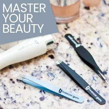 2pc Slant Pointed Precision Tweezers for Eyebrows, Ingrown Hairs, Blackheads - Sharp Needle Nose for Plucking, Splinters