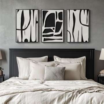 Framed Black and White Abstract Wall Art for Living Room, 3 Piece Modern Minimalist Line Canvas Art ...