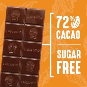 Lakanto Sugar Free Orange Dark Chocolate Bars - Monk Fruit Sweetener and Erythritol, 72% Cacao, Premium Chocolate, Cocoa Butter, Vegan, Gluten Free (Orange - 12 Bars - Pack of 1)