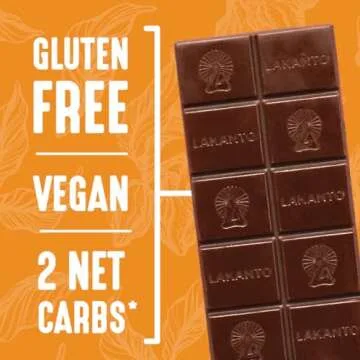 Lakanto Sugar Free Orange Dark Chocolate Bars - Monk Fruit Sweetener and Erythritol, 72% Cacao, Premium Chocolate, Cocoa Butter, Vegan, Gluten Free (Orange - 12 Bars - Pack of 1)