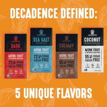 Lakanto Sugar Free Orange Dark Chocolate Bars - Monk Fruit Sweetener and Erythritol, 72% Cacao, Premium Chocolate, Cocoa Butter, Vegan, Gluten Free (Orange - 12 Bars - Pack of 1)