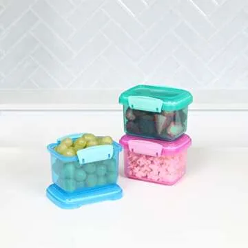 Sistema 3-Piece Food Storage Containers with Lids for Lunch, Meal Prep, and Leftovers, Dishwasher Safe, 1.6-Cup, Blue/Green/Pink