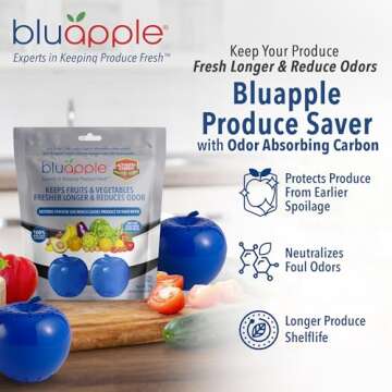 Bluapple Produce Saver with Activated Carbon - Ethylene Gas Absorber, Keep Fruits & Vegetables Fresh...