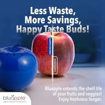 Bluapple Produce Saver with Activated Carbon - Ethylene Gas Absorber, Keep Fruits & Vegetables Fresh Longer, Minimize Food Waste, Refrigerator Odor Absorber, Produce Storage Extends Shelf Life, 2 Pack
