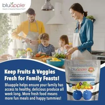 Bluapple Produce Saver with Activated Carbon - Ethylene Gas Absorber, Keep Fruits & Vegetables Fresh Longer, Minimize Food Waste, Refrigerator Odor Absorber, Produce Storage Extends Shelf Life, 2 Pack