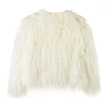 Erencook Women's Shaggy Faux Fur Coat Jacket (2XL=US 10, White)
