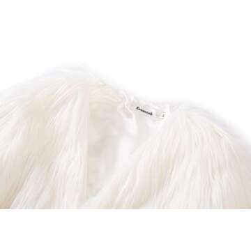 Erencook Women's Shaggy Faux Fur Coat Jacket (2XL=US 10, White)