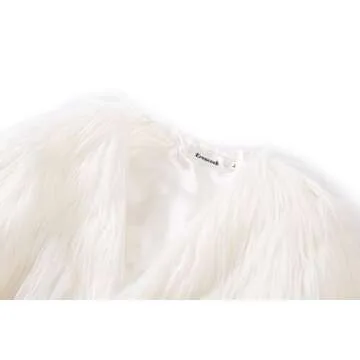 Erencook Women's Shaggy Faux Fur Coat Jacket (2XL=US 10, White)