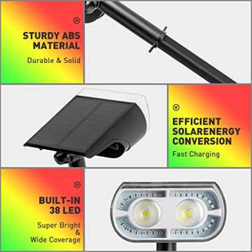 Solar Spot Lights Outdoor with 9 Lighting Modes