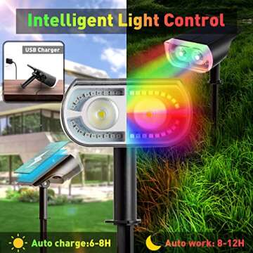 Solar Spot Lights Outdoor with 9 Lighting Modes