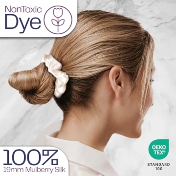 Celestial Silk Scrunchies in Charcoal, Pink, Ivory 3 Pack