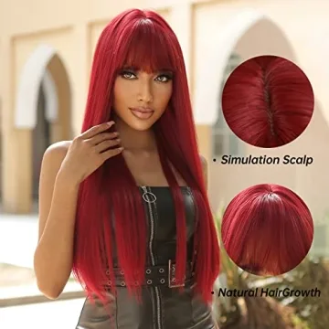 Allbell Long Straight Red Wig for Vibrant Style