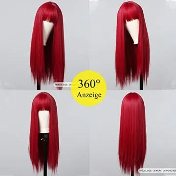 Allbell Long Straight Red Wig for Vibrant Style