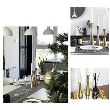 Elegant Brass Gold Candle Holders Set of 3 Centerpiece