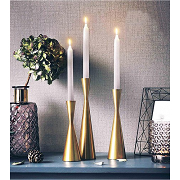 Elegant Brass Gold Candle Holders Set of 3 Centerpiece