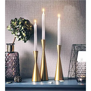 Elegant Brass Gold Candle Holders Set of 3 Centerpiece