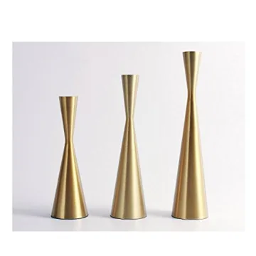 Elegant Brass Gold Candle Holders Set of 3 Centerpiece