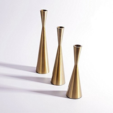 Elegant Brass Gold Candle Holders Set of 3 Centerpiece