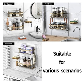 Stylish BATHDESIGN Shower Caddy Shelves, No Drilling Required