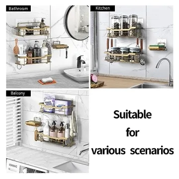 Stylish BATHDESIGN Shower Caddy Shelves, No Drilling Required