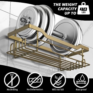 Stylish BATHDESIGN Shower Caddy Shelves, No Drilling Required