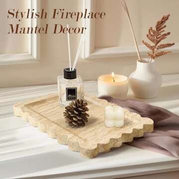 YMXYJM Genuine 100% Travertine Scalloped Marble Tray, Real Natural Marble Stone Trays, Luxury Marble...