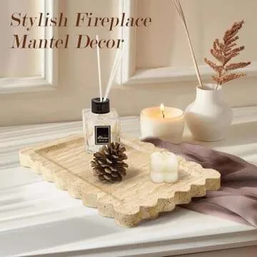 YMXYJM Genuine 100% Travertine Scalloped Marble Tray, Real Natural Marble Stone Trays, Luxury Marble...