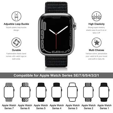 OHOTLOVE Nylon Sport Band Compatible with Apple Watch Band 38mm 40mm 41mm 42mm 44mm 45mm 46mm 49mm, Adjustable Breathable Women Men Braided Strap Compatible for iWatch Series 10/9/8/7/6/5/SE/Ultra
