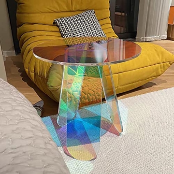Stylish Modern Acrylic End Table with Iridescent Finish