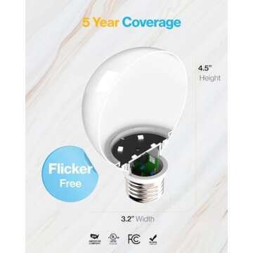 Sunco 10 Pack Vanity Globe Light Bulbs G25 LED for Indoor Bathroom Living Area, CRI92 6000K Daylight Deluxe, Dimmable 450 Lumens, 6W, E26 Base, Round Frosted Classic Ambient Decorative Bulb