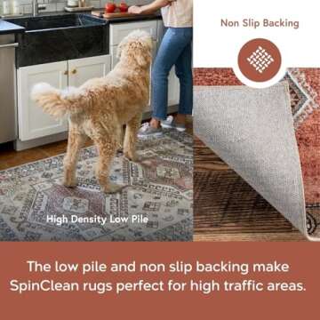 nuLOOM Glenda Machine Washable Faded Medallion Ultra Thin Area Rug, 8x10, Light Grey