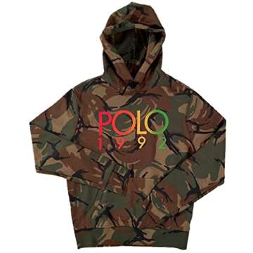 MEN'S CAMO DOUBLE FLEECE 1992 GRADIENT GRAPHIC PULLOVER HOODIE SMALL