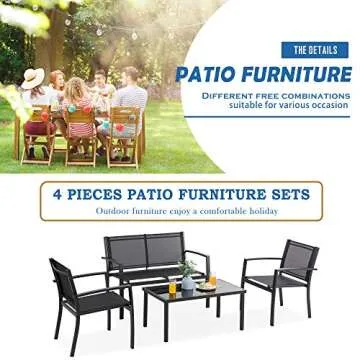 Vongrasig 4 Pieces Patio Furniture Set for Outdoor Living