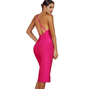 One Shoulder Bandage Cocktail Dress for Women - Pink