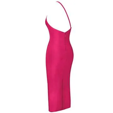 One Shoulder Bandage Cocktail Dress for Women - Pink