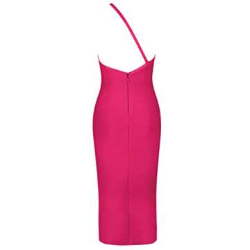 One Shoulder Bandage Cocktail Dress for Women - Pink