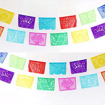 Mexican Papel Picado Banner - Colorful 16 ft Bunting