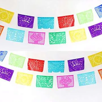 Mexican Papel Picado Banner - Colorful 16 ft Bunting
