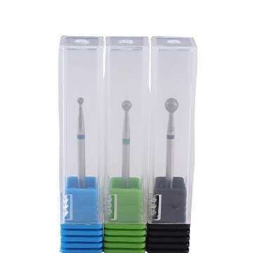 MZCMSL 3pcs Ball Head Cuticle Bits, 3/32 Shank Diamond Nail Drill Bits for Manicure