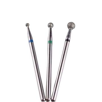 MZCMSL 3pcs Ball Head Cuticle Bits, 3/32 Shank Diamond Nail Drill Bits for Manicure