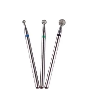 MZCMSL 3pcs Ball Head Cuticle Bits, 3/32 Shank Diamond Nail Drill Bits for Manicure