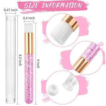 TUZAZO 40 Pieces Pink Lash Shampoo Brushes Set - 20pcs Glitter Crystal Eyelash Extension Cleanser Brush with 20pcs Plastic Travel Tube - Nose Pore Deep Cleaning Brush for Facial Cleansing
