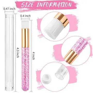TUZAZO 40 Pieces Pink Lash Shampoo Brushes Set - 20pcs Glitter Crystal Eyelash Extension Cleanser Brush with 20pcs Plastic Travel Tube - Nose Pore Deep Cleaning Brush for Facial Cleansing