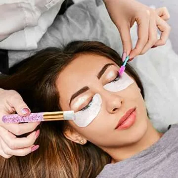 TUZAZO 40 Pieces Pink Lash Shampoo Brushes Set - 20pcs Glitter Crystal Eyelash Extension Cleanser Brush with 20pcs Plastic Travel Tube - Nose Pore Deep Cleaning Brush for Facial Cleansing