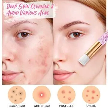 TUZAZO 40 Pieces Pink Lash Shampoo Brushes Set - 20pcs Glitter Crystal Eyelash Extension Cleanser Brush with 20pcs Plastic Travel Tube - Nose Pore Deep Cleaning Brush for Facial Cleansing