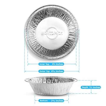 MontoPack Disposable 5" Aluminum Foil Pie/Tart Pan (50 Pack) | 5 Inch Round Cake Pan for Baking Personal Mini Pies, Homemade Cakes & Quiche | Oven Safe Foil Tins Easily Stack & Store, Freeze & Reheat