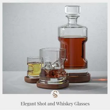 Elegant Whiskey Decanter Set with Wooden Coasters