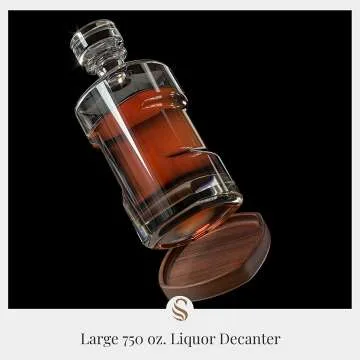 Elegant Whiskey Decanter Set with Wooden Coasters